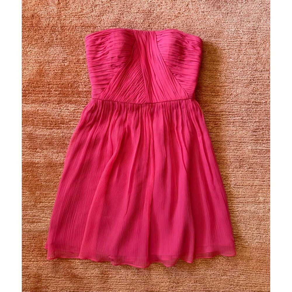 NWOT Donna Morgan Strapless Silk Dress Size 4 Pink Pleated Chiffon